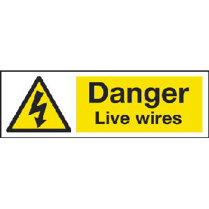 DANGER LIVE WIRES Sign Sticker Vinyl Health and safety 300mm x 100mm 